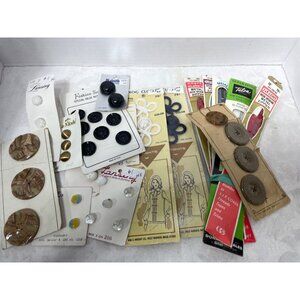 Vintage Lot of Sewing Items Buttons Zippers